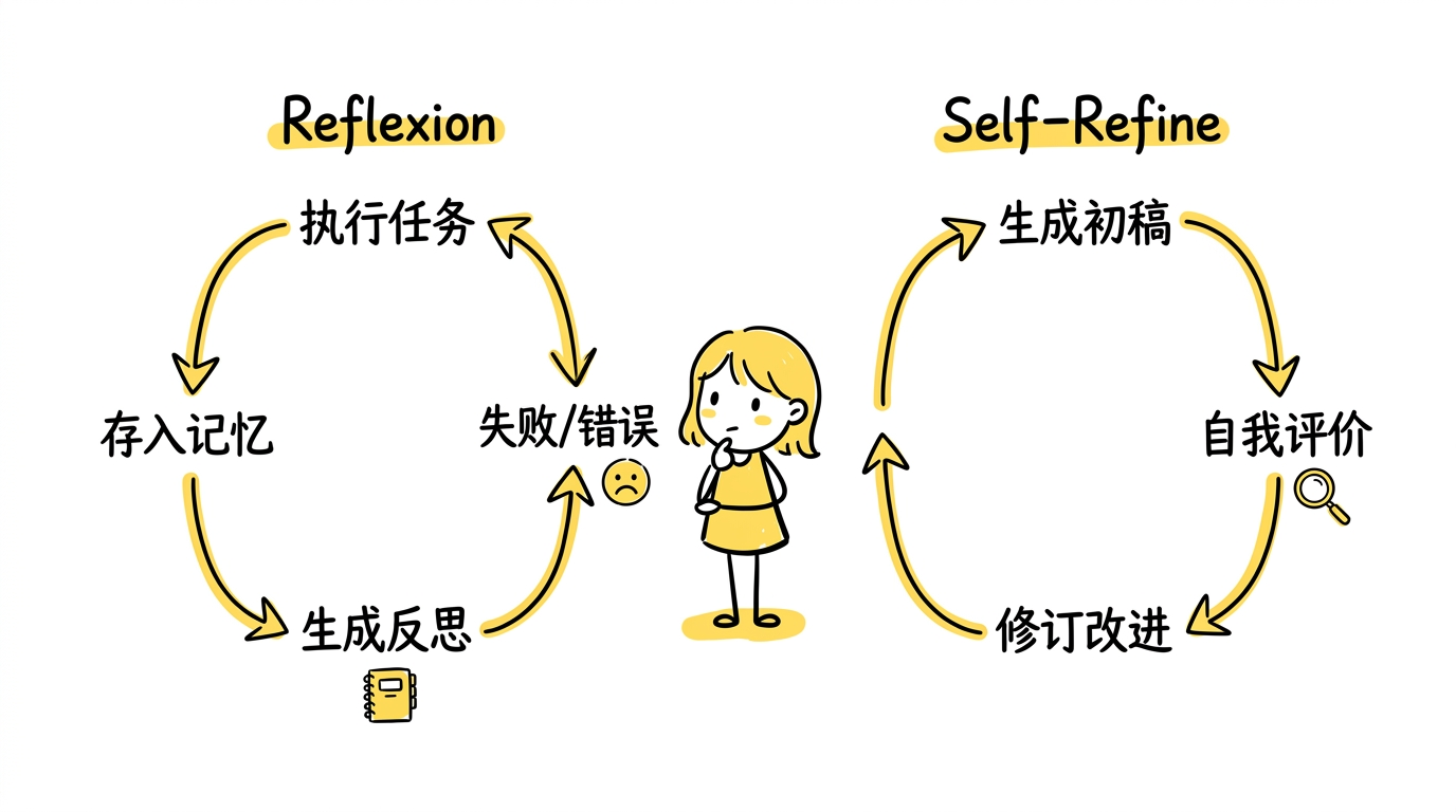 Reflexion 与 Self-Refine：两种迭代修正模式