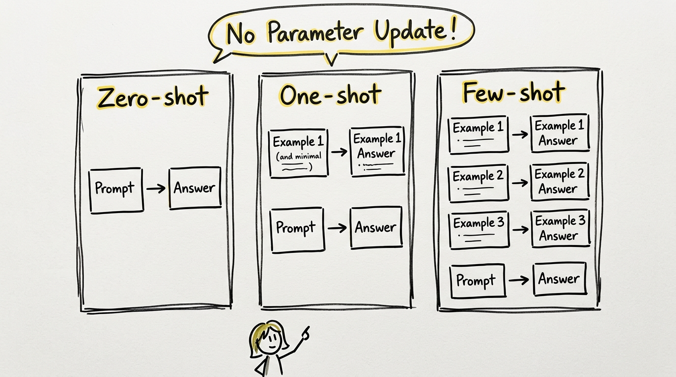 GPT-3 in-context learning: Zero-shot, One-shot, Few-shot