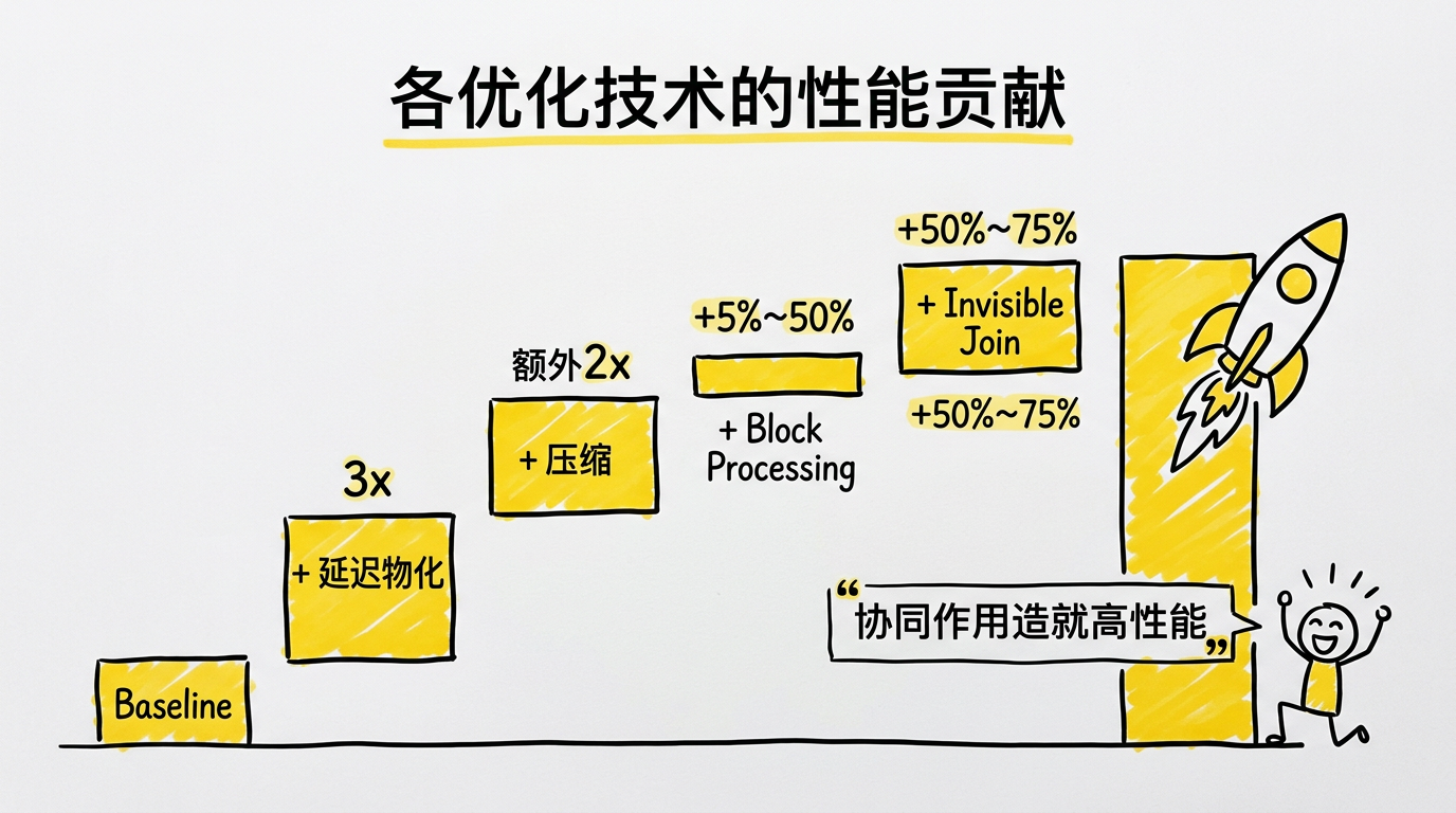各优化技术的性能贡献