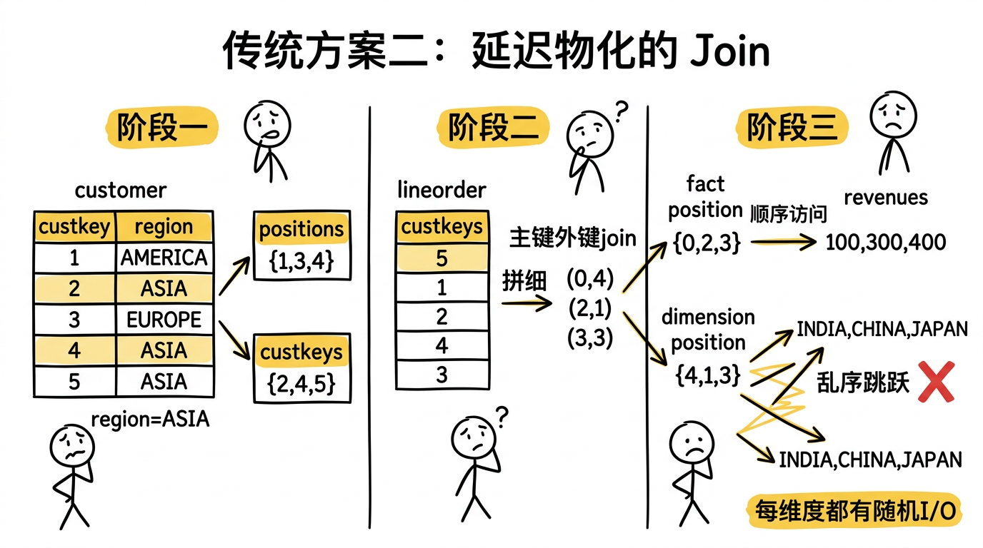 传统方案二：延迟物化的 Join