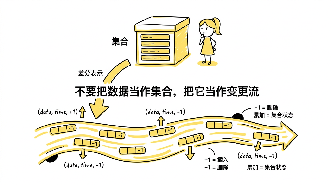 (data, time, diff) 差分表示：把数据当作变更流