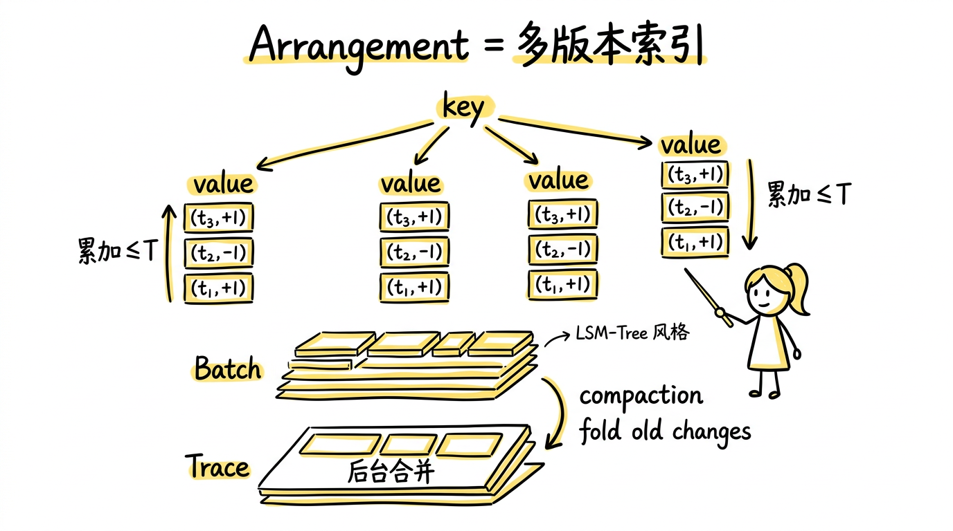 Arrangement 多版本索引结构：Batch + Trace + Compaction